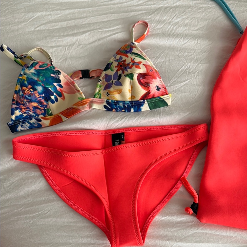 TRIANGL Floral and Coral Bikini Set